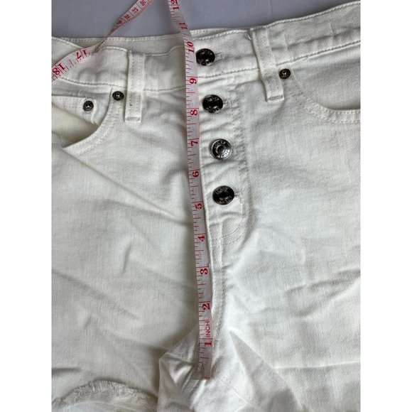 J. Crew Women's Cut-Off Button Fly White Denim Short High Rise 98% Cotton Sz 25 - Picture 8 of 13